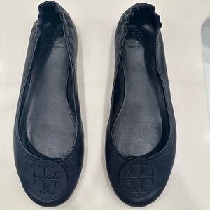 Tory Burch Navy Minnie Travel Ballet Flats Size 10